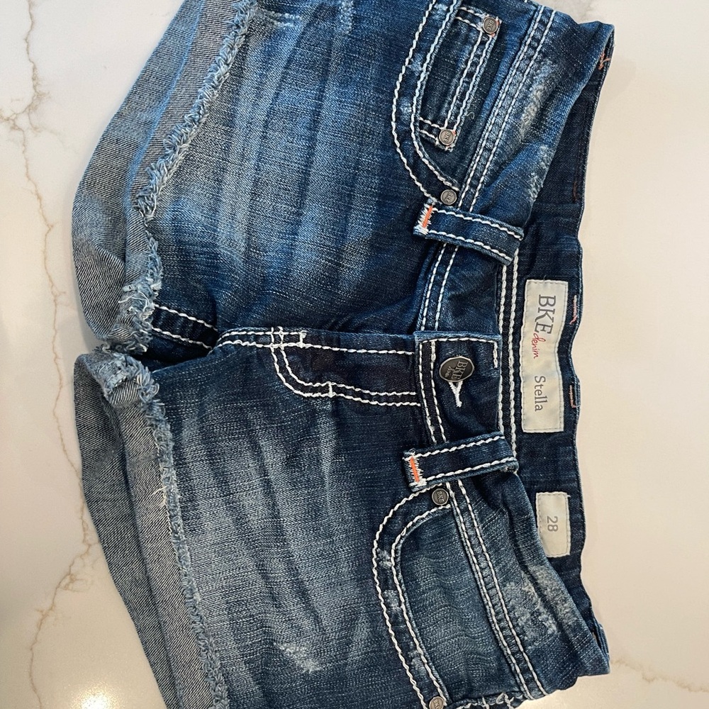 BKE Stella Dark Blue Denim Shorts